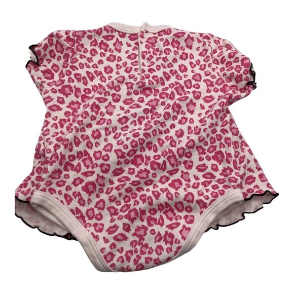 Bon Bebe Baby Girl Pink Leopard Print Bodysuit With Heart Bow Medium 3-6M - Picture 3 of 9